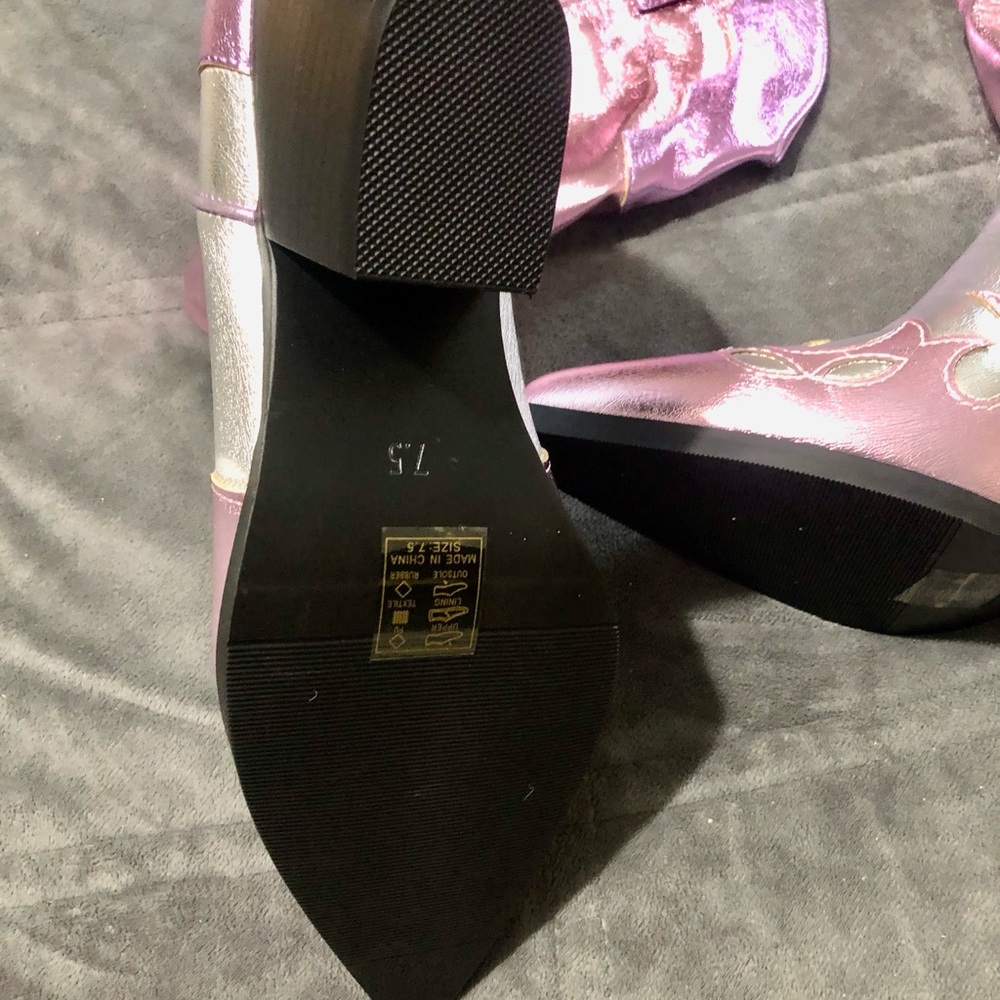 BRAND NEW Pink & Silver Glam Cowboy Boots - Picture 10 of 16